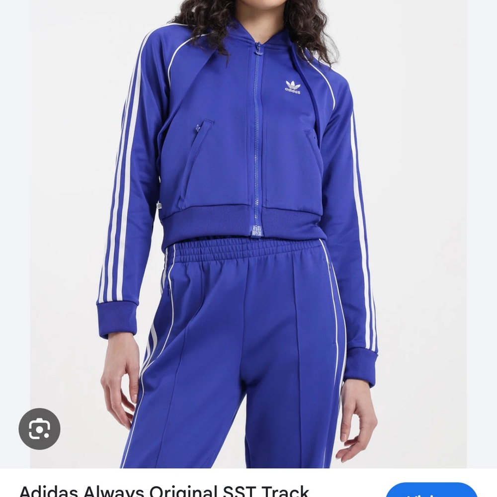 Leather Adidas Blue SST Track Jacket and matching joggers